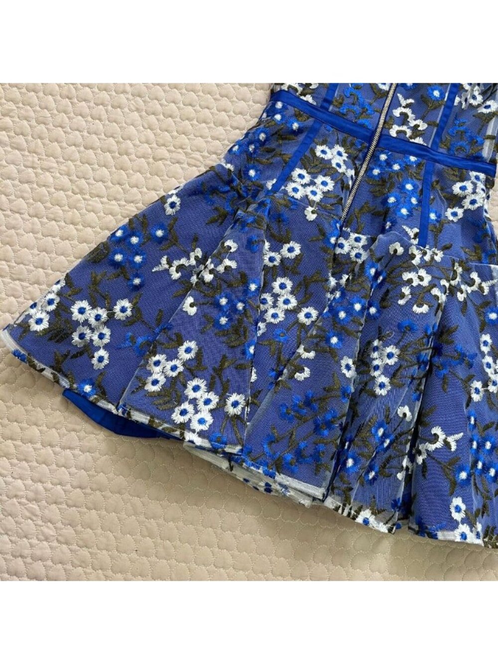 Bronx and Banco Blue Floral Embroidered Mini Dress - Picture 9 of 13